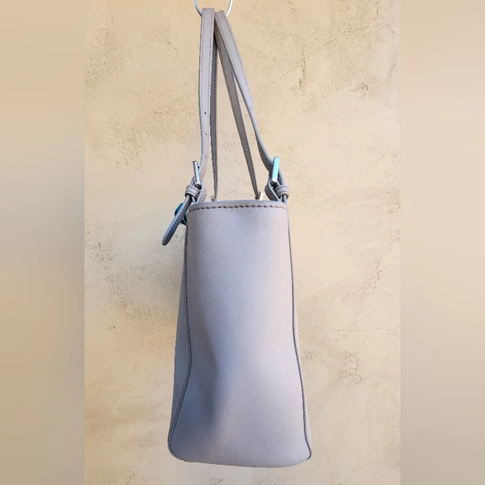 Tory Burch Light Grey Saffiano Leather Tote Bag